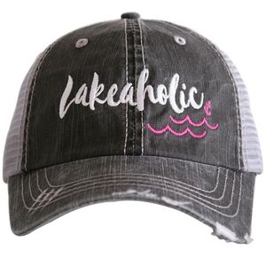 Lakeaholic Distressed Embroidered Trucker Hat